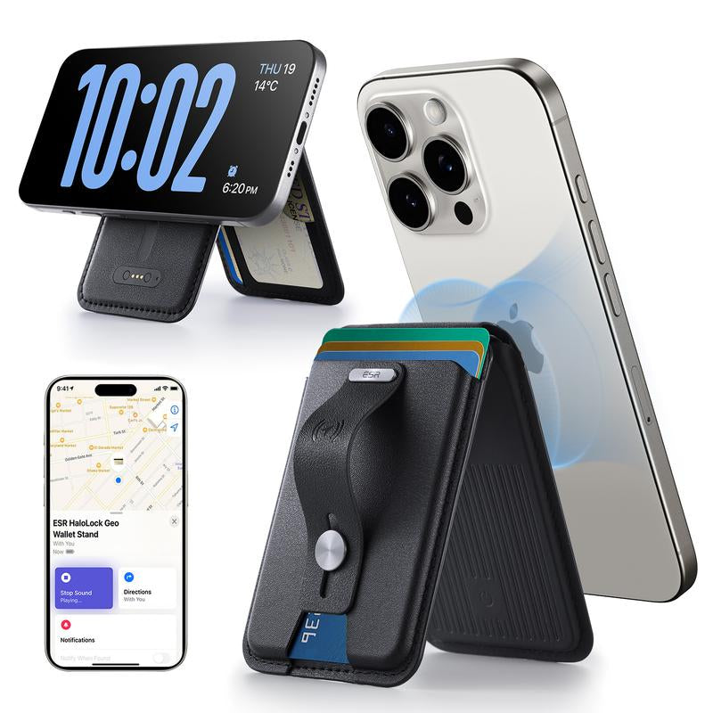 ESR Geo for Magsafe Wallet with Full Find My Functionality,3/5 Card-Holder, RFID Blocking, Magnetic Wallet for Iphone 17/16/15/14/13/12 Series,With Adjustable Stand