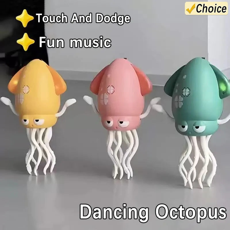 Electric Dancing Squid Toy Crawling Dancing Automatic Obstacle Avoidance Octopus Sensor Toy with LED Lights & Music