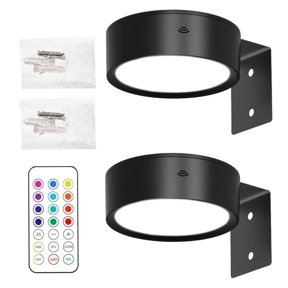 2Pcs LED Wall Sconces Lights 13-Color RGB Dimmable Painting Art Display Lights Magnetic Spotlight Battery Operated Picture Lamp.
