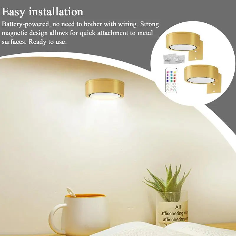 2Pcs LED Wall Sconces Lights 13-Color RGB Dimmable Painting Art Display Lights Magnetic Spotlight Battery Operated Picture Lamp.