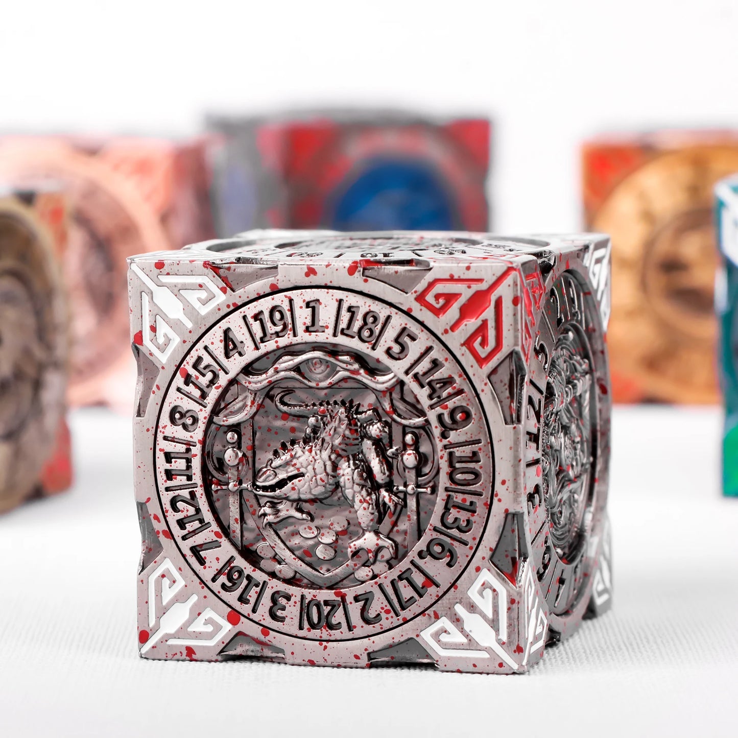 Six-Sided Gyro Dice，Dnd Metal Dice,Six Metal Dice ，Fantasy Gyro Dice，Dragon Polyhedral Dice.