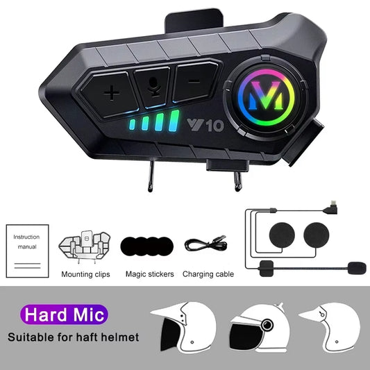 Y10 Motorcycle Helmet Bluetooth Headset 2000Mah Super Long Standby Wireless Hands-Free Waterproof Motorbike Earphone.