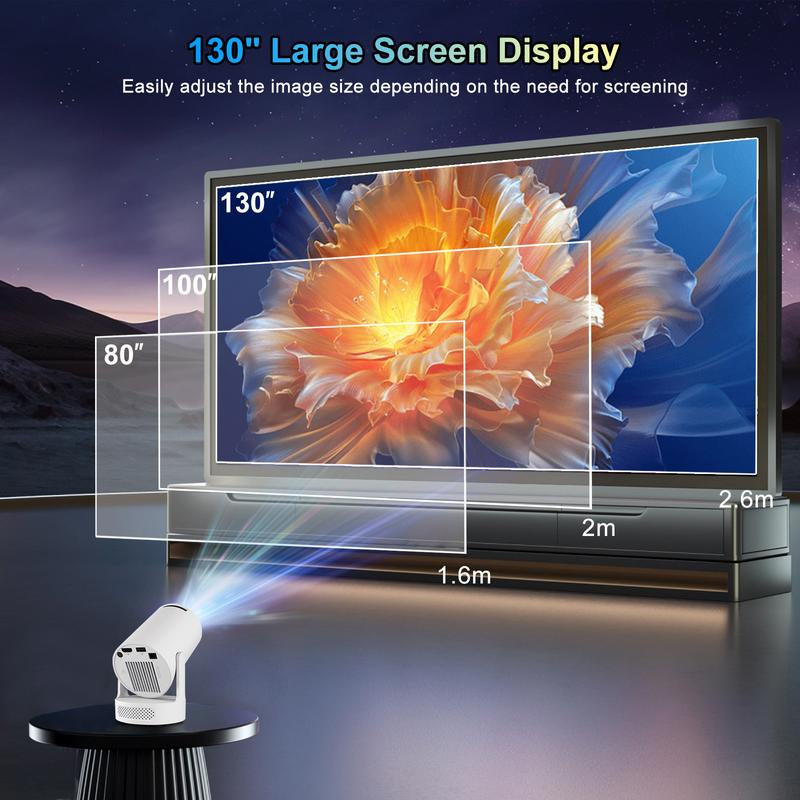 Mini Projector 4K Support with Dual-Band WIFI6 5G Wireless 5.4 Bluetooth Android 11, Soundbase Speaker, Manual Focus, Auto Vertical Keystone 180°Rotatable Portable Proyector for Home Bedroom Outdoor