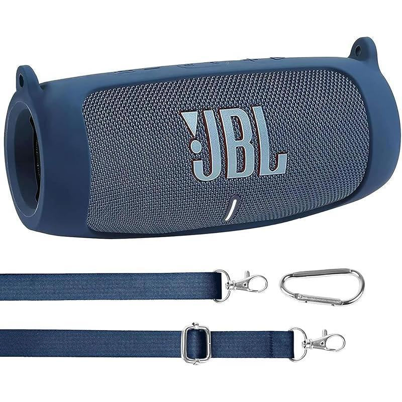 For JBL Charge 5 Wireless Bluetooth Speaker Case Soft Silicone Cover Skin with Strap Carabiner Speaker Bag