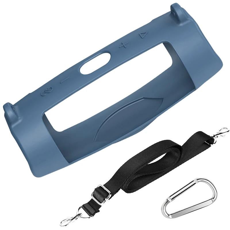 For JBL Charge 5 Wireless Bluetooth Speaker Case Soft Silicone Cover Skin with Strap Carabiner Speaker Bag