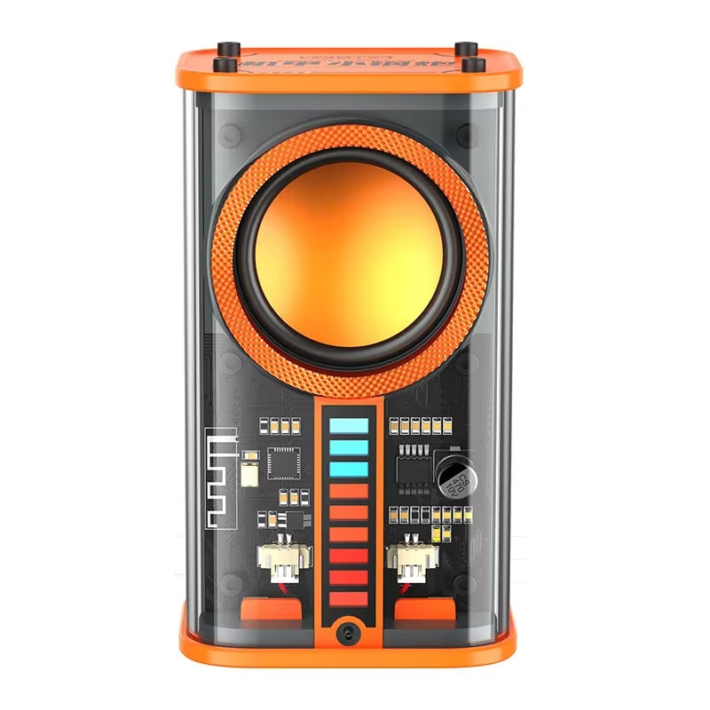 Transparent Cyberpunk Wireless Bluetooth Speaker Sound Light Rhythm Subwoofer TWS Stereo Music Center Hands-Free Call.