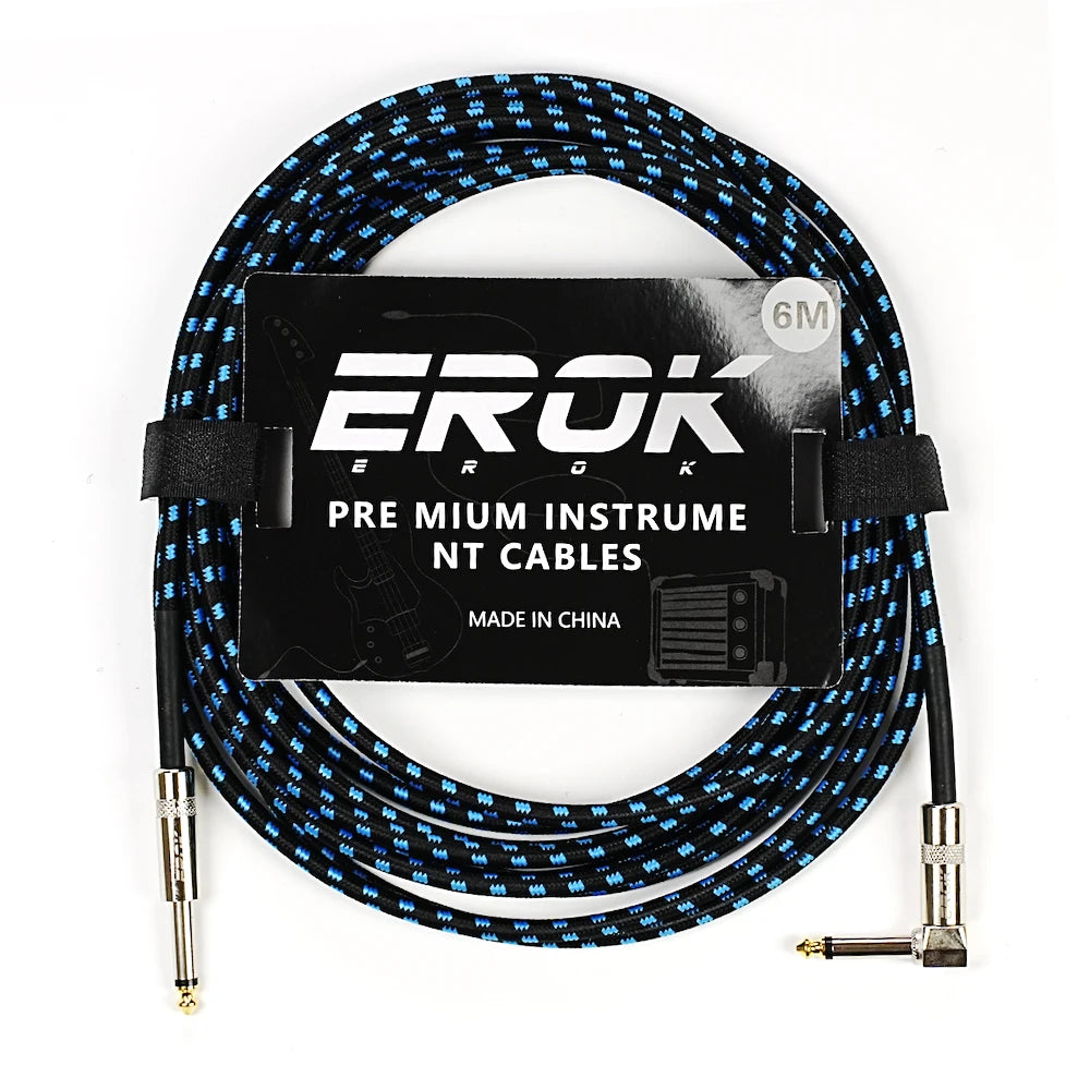 EROK 1/4 Inch Instrument Cable 90 Degree Right-Angled To Straight 6.35mm Male Stereo Audio Cord for Electric Guitar Bass ﻿