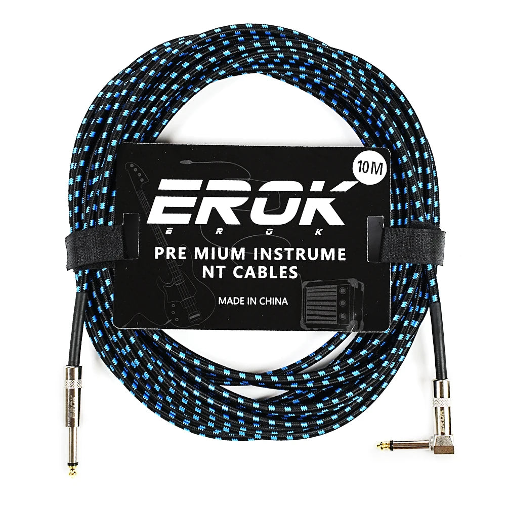 EROK 1/4 Inch Instrument Cable 90 Degree Right-Angled To Straight 6.35mm Male Stereo Audio Cord for Electric Guitar Bass ﻿