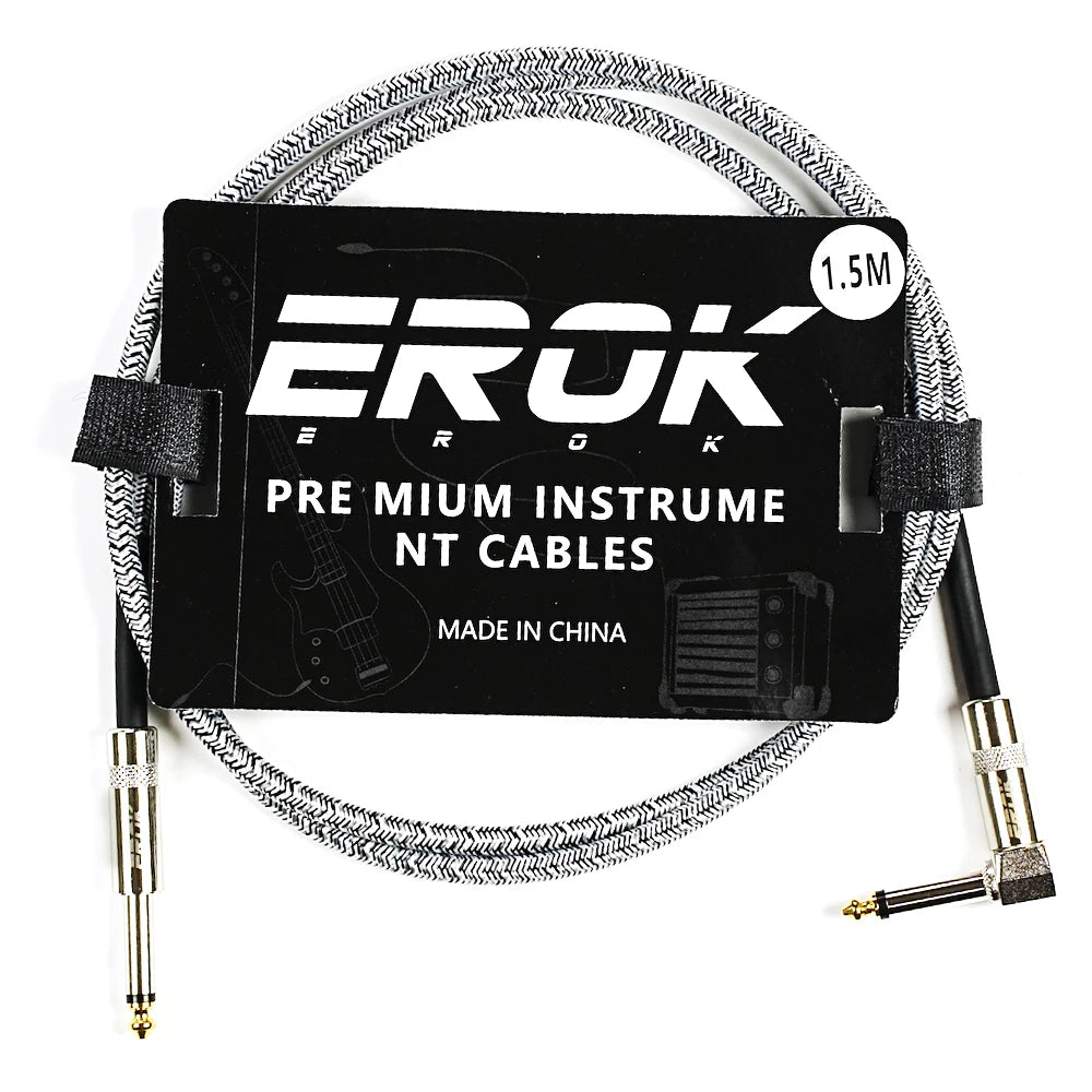 EROK 1/4 Inch Instrument Cable 90 Degree Right-Angled To Straight 6.35mm Male Stereo Audio Cord for Electric Guitar Bass ﻿