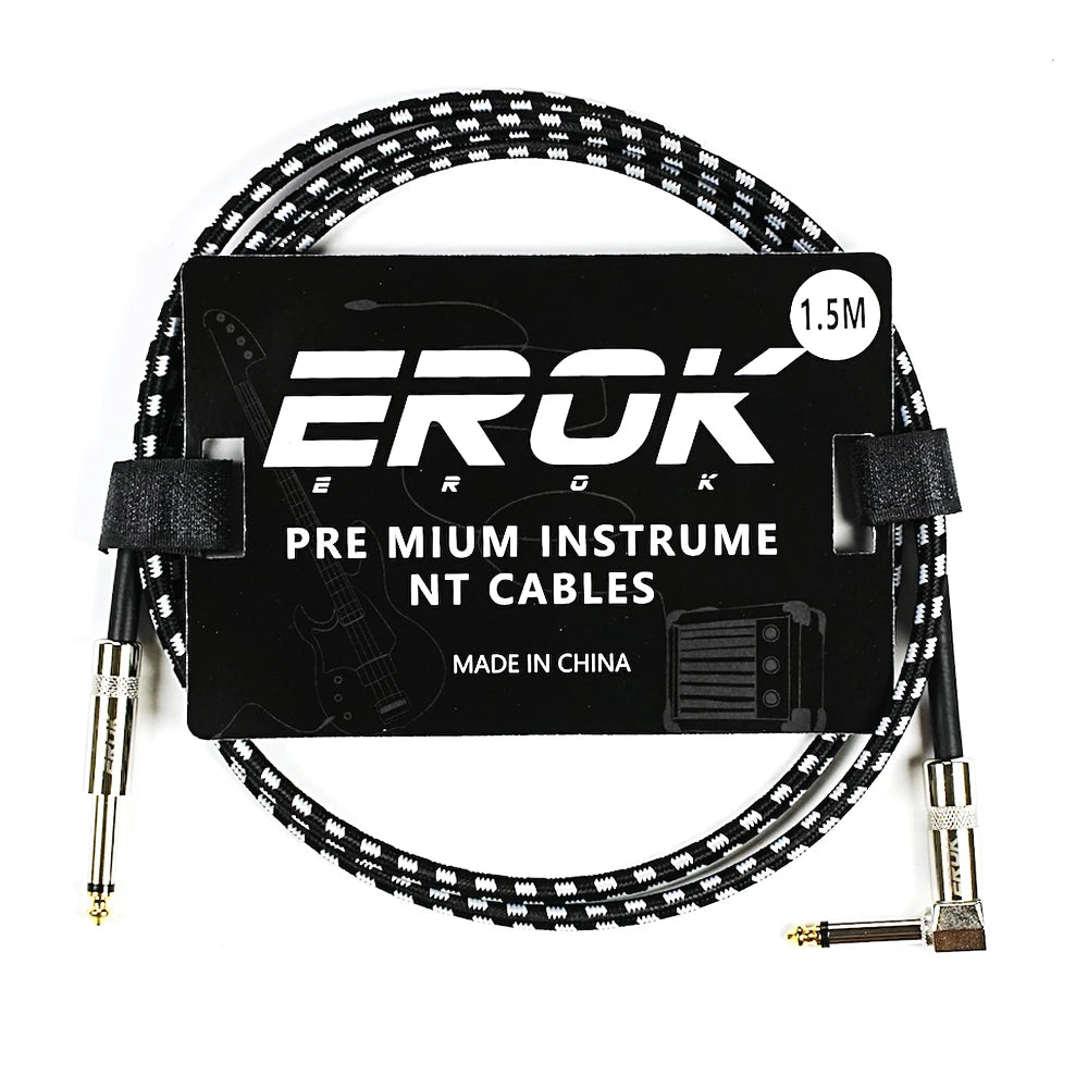 EROK 1/4 Inch Instrument Cable 90 Degree Right-Angled To Straight 6.35mm Male Stereo Audio Cord for Electric Guitar Bass ﻿