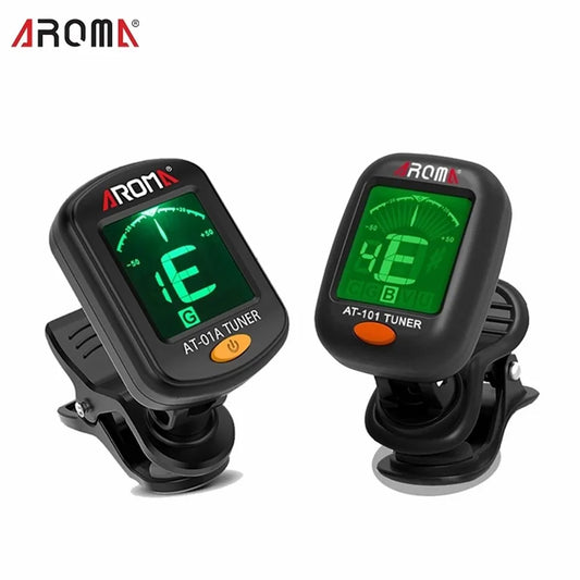 AROMA Guitar Tuner AT-01A/101 Foldable Rotatable Clip-on Tuner High Sensitivity for Bass Ukulele Chromatic Guitar Accessories