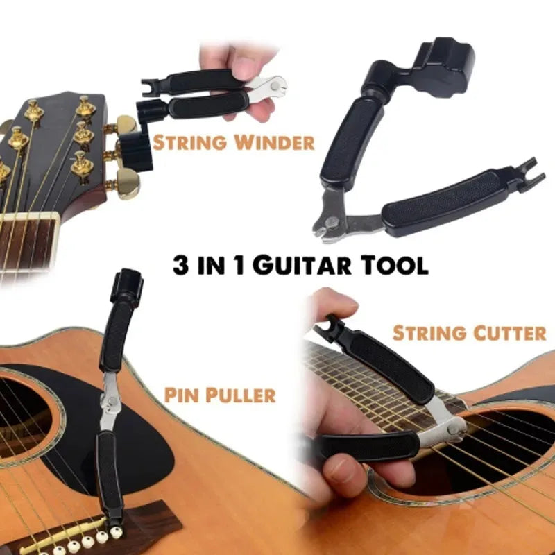 3-in-1 Guitar String Winder, Cutter & Bridge Pin Puller