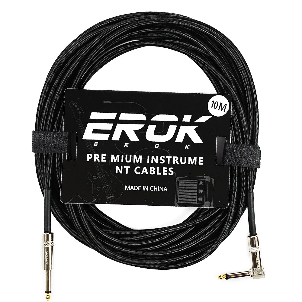EROK 1/4 Inch Instrument Cable 90 Degree Right-Angled To Straight 6.35mm Male Stereo Audio Cord for Electric Guitar Bass ﻿