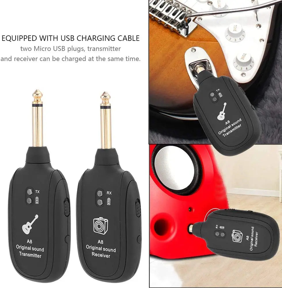 Miwayer A8 Wireless Guitar System Built in 4 Channels Wireless Guitar Transmitter Receiver for Electric Guitar Bass Violin