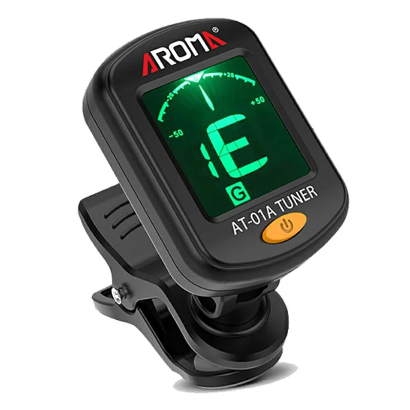 AROMA Guitar Tuner AT-01A/101 Foldable Rotatable Clip-on Tuner High Sensitivity for Bass Ukulele Chromatic Guitar Accessories