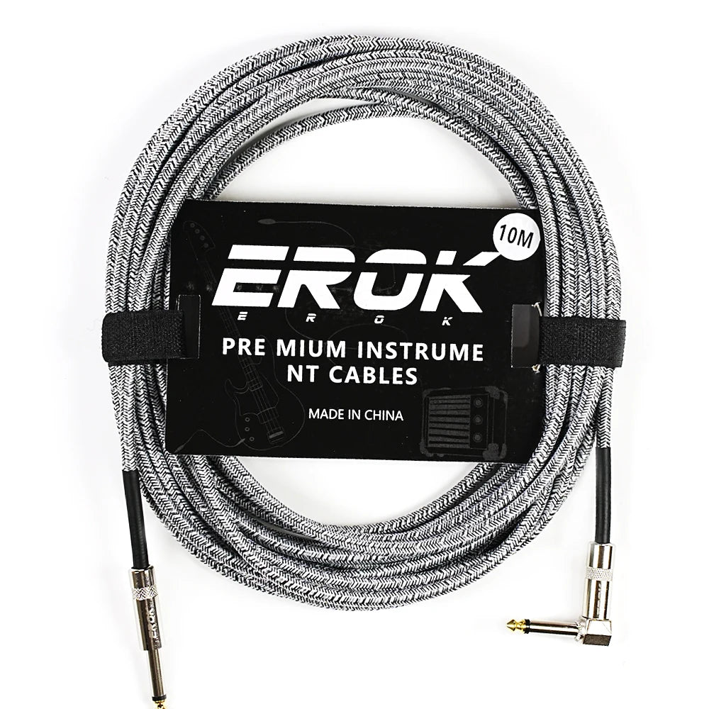 EROK 1/4 Inch Instrument Cable 90 Degree Right-Angled To Straight 6.35mm Male Stereo Audio Cord for Electric Guitar Bass ﻿