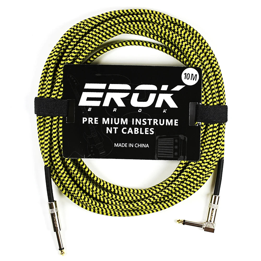 EROK 1/4 Inch Instrument Cable 90 Degree Right-Angled To Straight 6.35mm Male Stereo Audio Cord for Electric Guitar Bass ﻿
