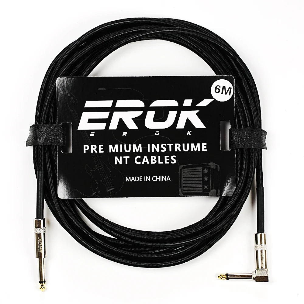 EROK 1/4 Inch Instrument Cable 90 Degree Right-Angled To Straight 6.35mm Male Stereo Audio Cord for Electric Guitar Bass ﻿