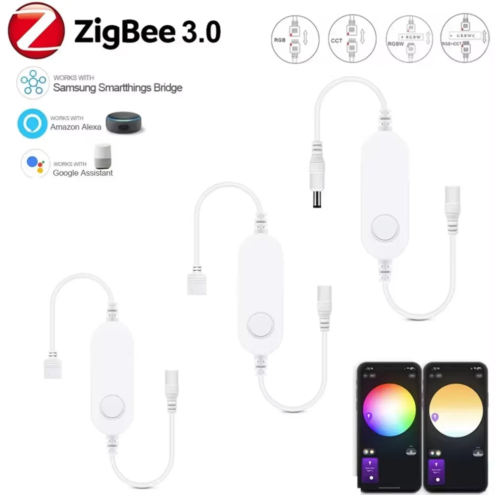 Zigbee 3.0 Smart LED Controller DC5V 12V 24V Dimmer Single color CCT RGB RGBW RGBCCT LED Strip for Alexa Alice SmartThings 2mqtt