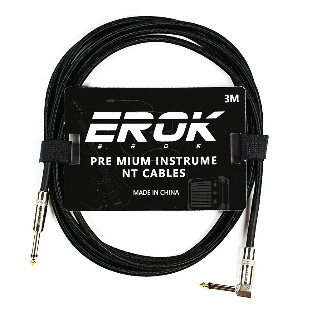EROK 1/4 Inch Instrument Cable 90 Degree Right-Angled To Straight 6.35mm Male Stereo Audio Cord for Electric Guitar Bass ﻿
