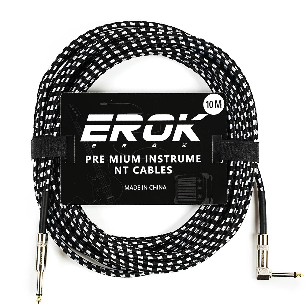 EROK 1/4 Inch Instrument Cable 90 Degree Right-Angled To Straight 6.35mm Male Stereo Audio Cord for Electric Guitar Bass ﻿
