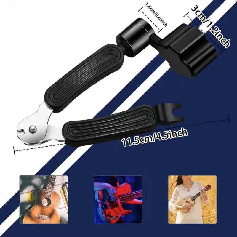 3-in-1 Guitar String Winder, Cutter & Bridge Pin Puller