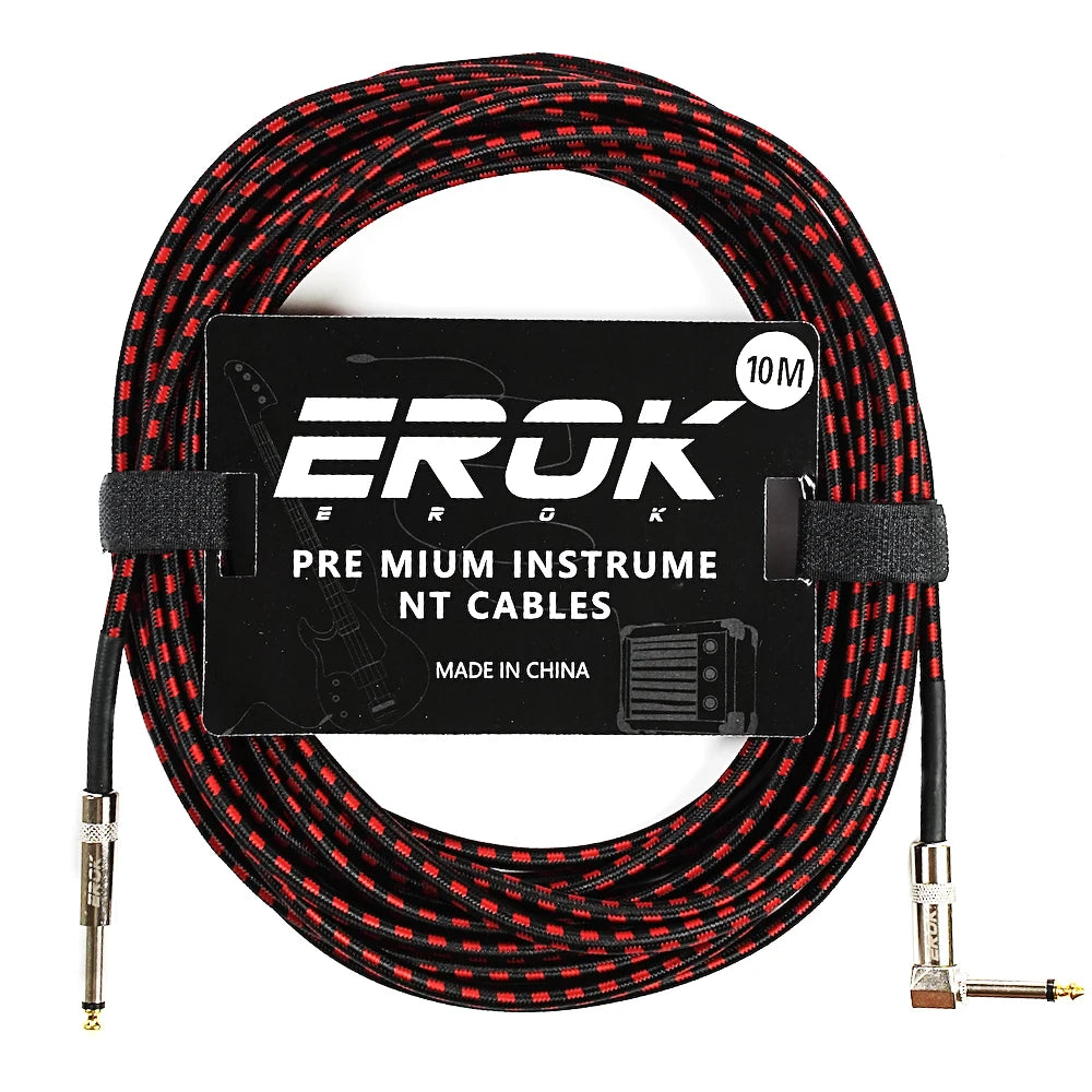 EROK 1/4 Inch Instrument Cable 90 Degree Right-Angled To Straight 6.35mm Male Stereo Audio Cord for Electric Guitar Bass ﻿