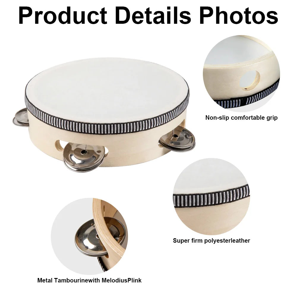 Wooden Handheld Tambourine