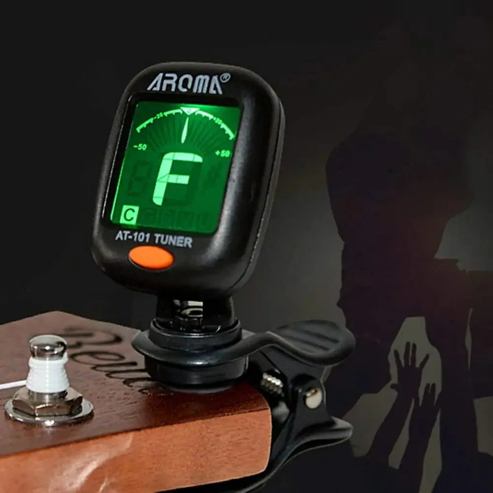 AROMA Guitar Tuner AT-01A/101 Foldable Rotatable Clip-on Tuner High Sensitivity for Bass Ukulele Chromatic Guitar Accessories