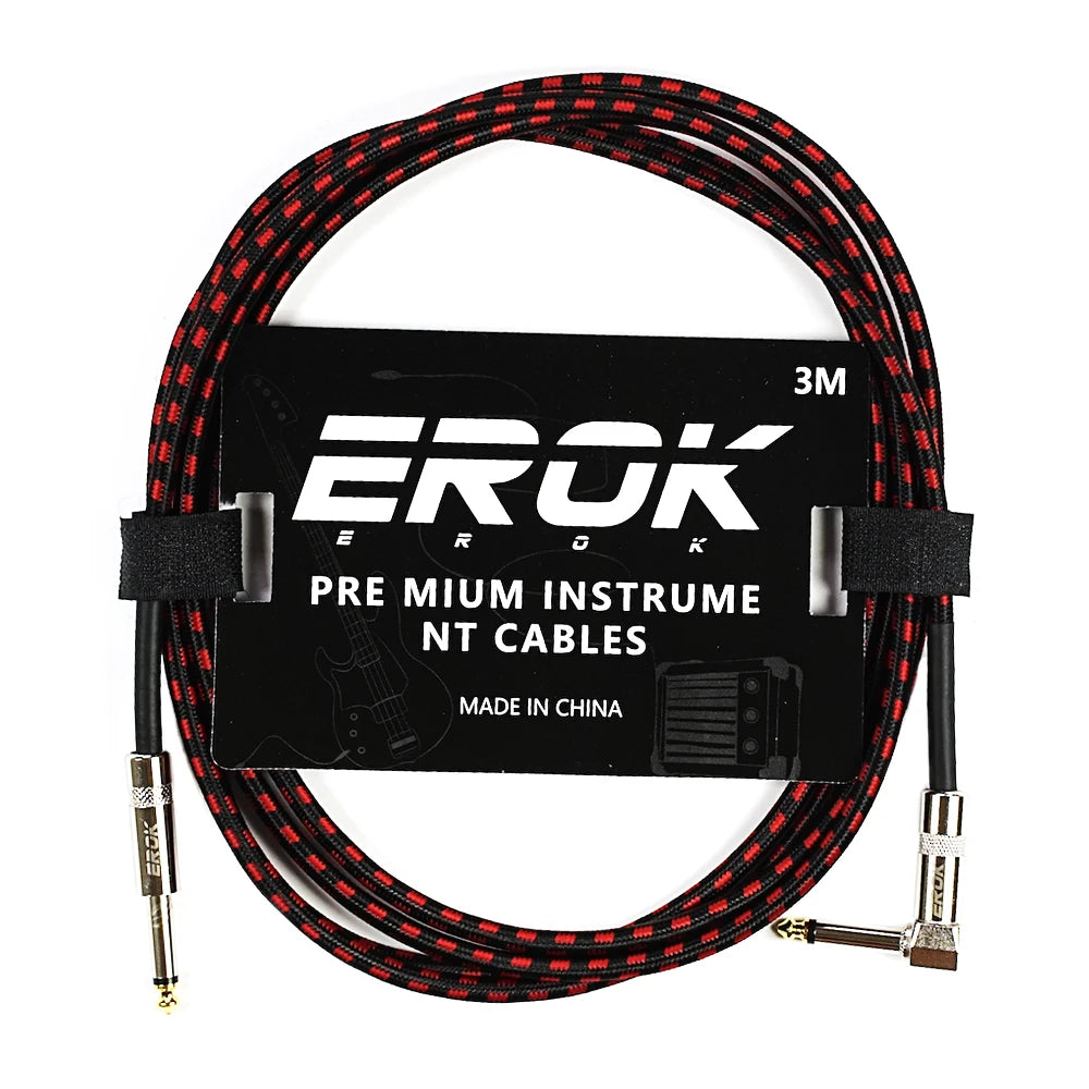 EROK 1/4 Inch Instrument Cable 90 Degree Right-Angled To Straight 6.35mm Male Stereo Audio Cord for Electric Guitar Bass ﻿