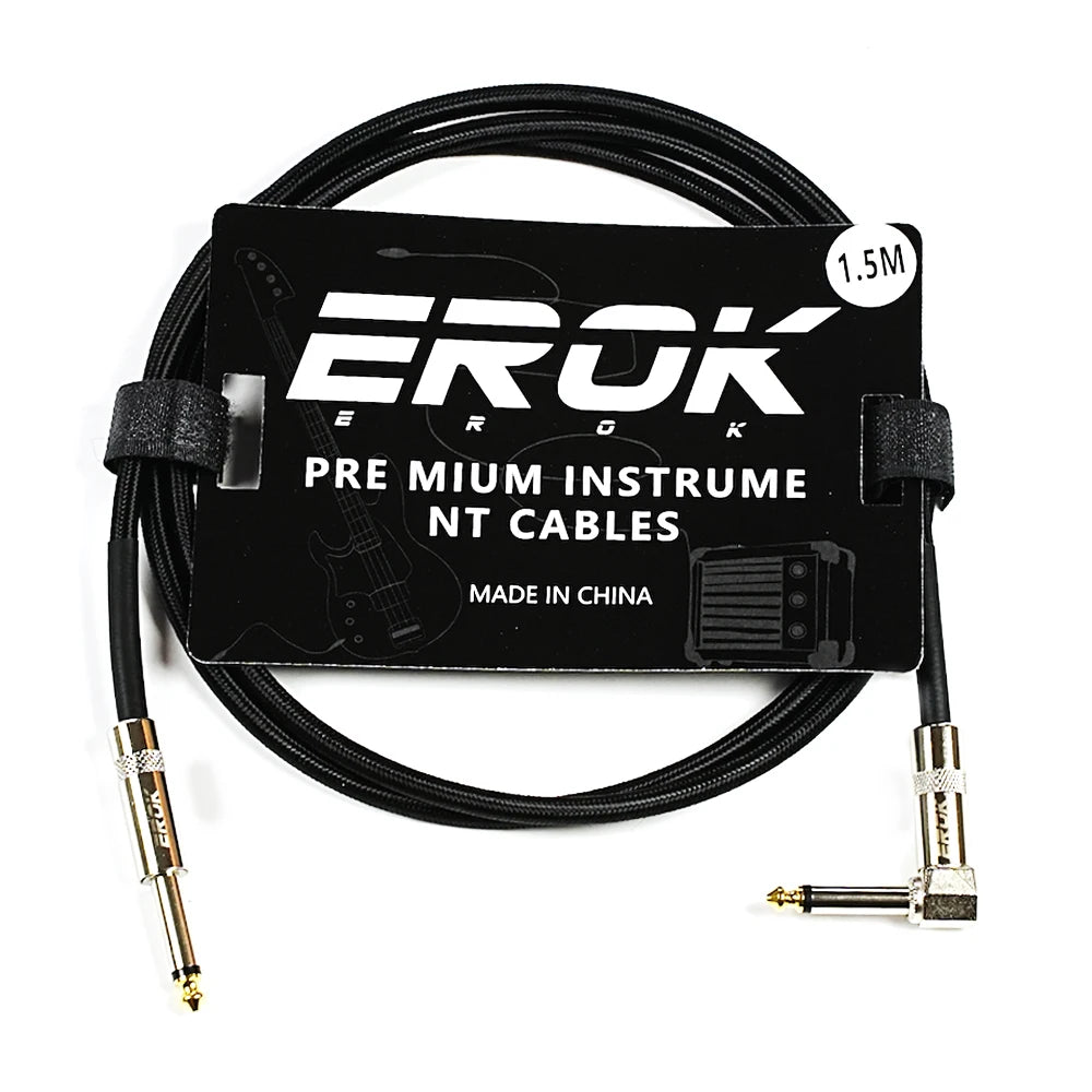 EROK 1/4 Inch Instrument Cable 90 Degree Right-Angled To Straight 6.35mm Male Stereo Audio Cord for Electric Guitar Bass ﻿