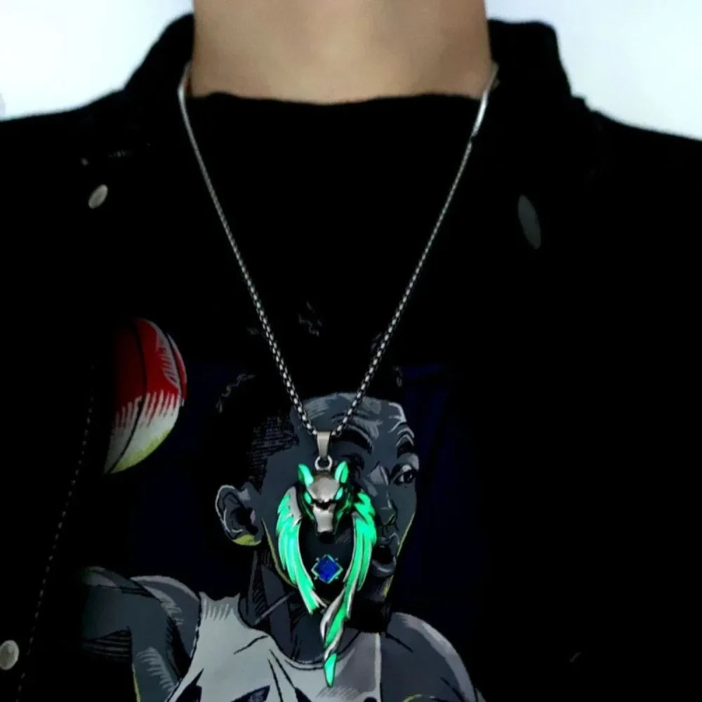 Simple Trend Niche Wolf Head Pendant Necklace Men and Women Glow-In-The-Dark Jewelry Hip Hop Punk Party Niche Popularpendantgift.