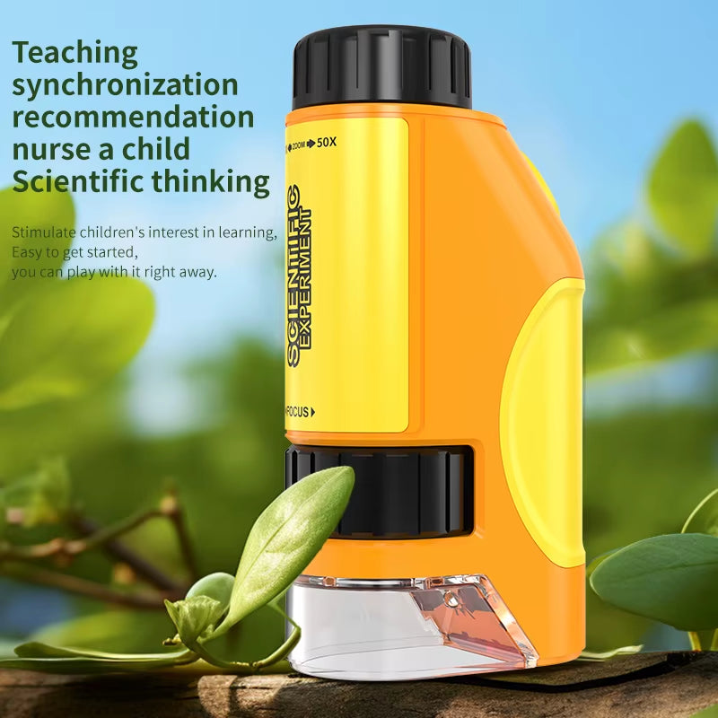 Portable Microscope Zoom 50X-300X,Handheld Mini Microscope Science Toys,Led Pocket Microscope,Little Scientist Microscope.