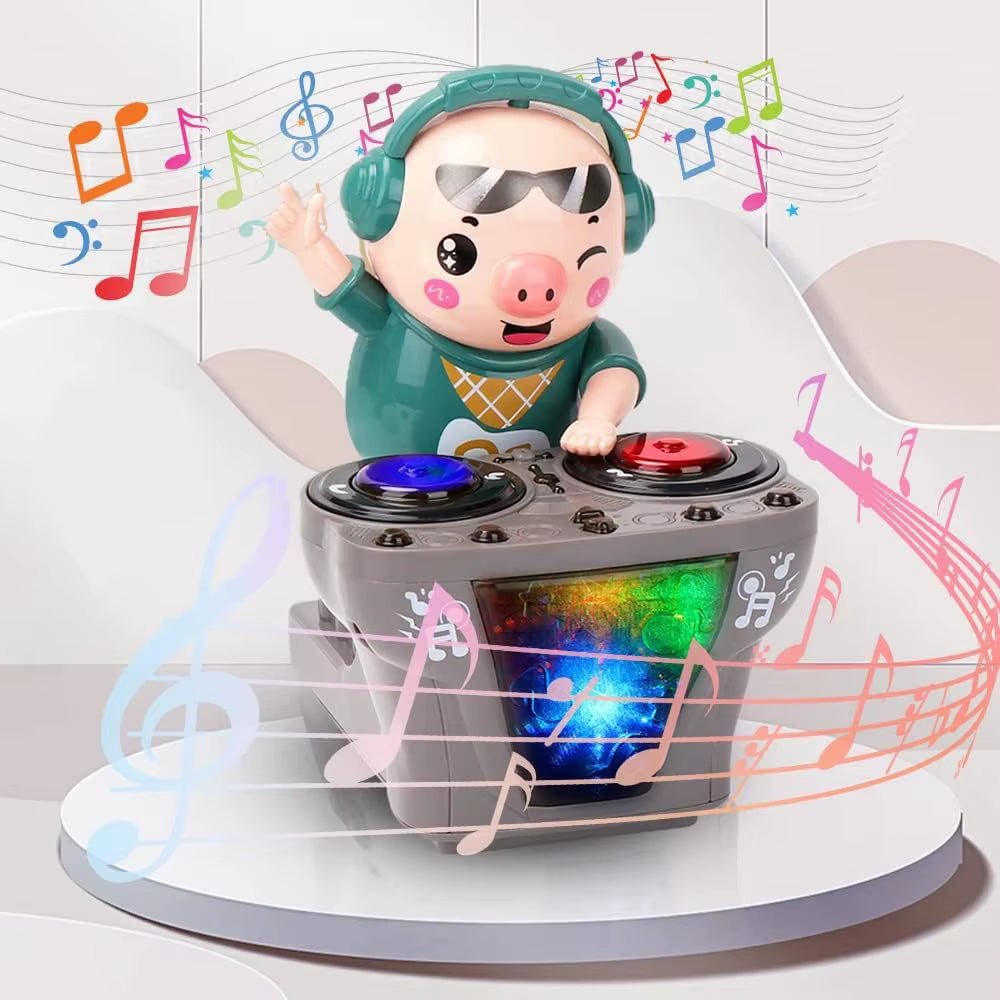 Electronic DJ Light Music Dancing Pig Toy Musical Toys Cute Swing Dancing Piggy Toy with Music LED Lights Musical Toy for Kids.