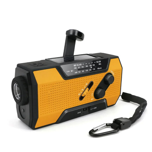 Emergency Weather Radio NOAA/AM/FM with 2000Mah Portable Power Bank Usb/Solar/Hand Crank Charging, Battery Operated, SOS Alarm.