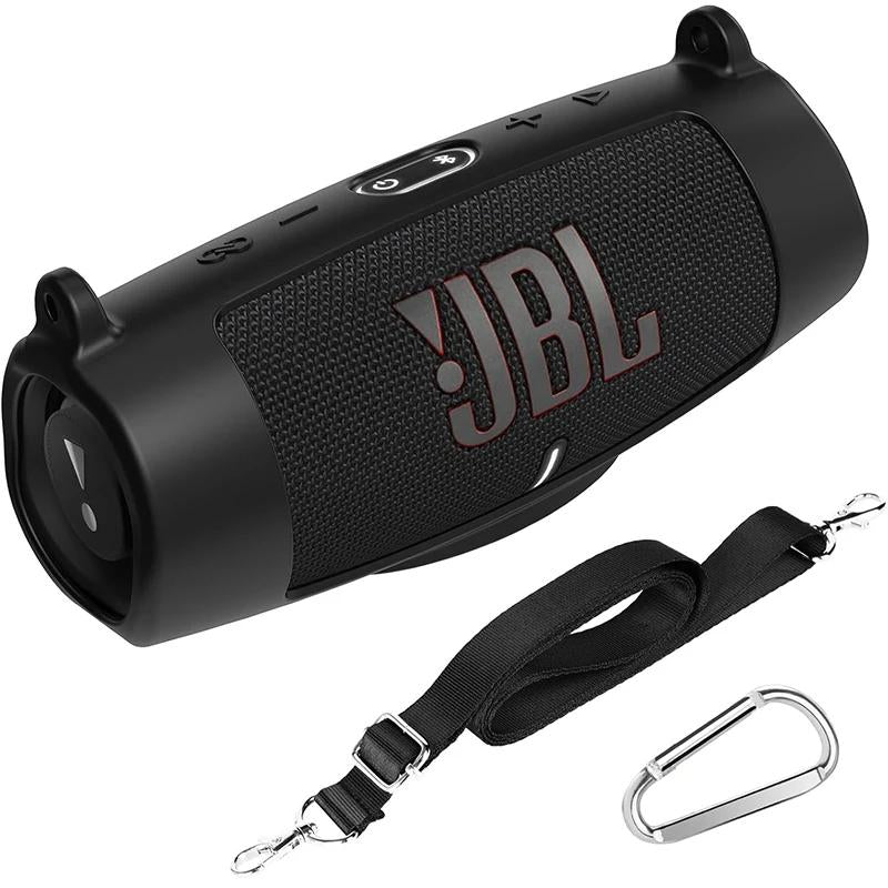 For JBL Charge 5 Wireless Bluetooth Speaker Case Soft Silicone Cover Skin with Strap Carabiner Speaker Bag