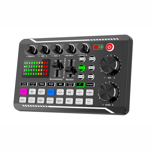 Live Sound Card, DJ Live Mixer, Bluetooth Sound Card Console, Recording Studio Sound Card, Used for Live Streaming Singing