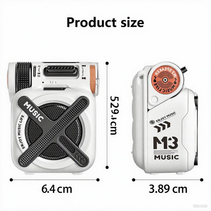 CY Audio Mini Portable Bluetooth Speaker M3 - Studio 3D Sound Bass Boom Wireless Lasting PARTY POWER Surround Sound Dual-Pairing Waterproof Racing Style Perfect Gift Suitable for Office Sports Outdoors Travel White Compact Stereo