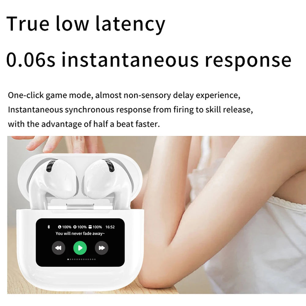 A12 Pro ENC Noise Cancellation Earphone TWS Wireless Earbuds with Touch Control LCD Screen Equalizer Super Bass Premium Sound.