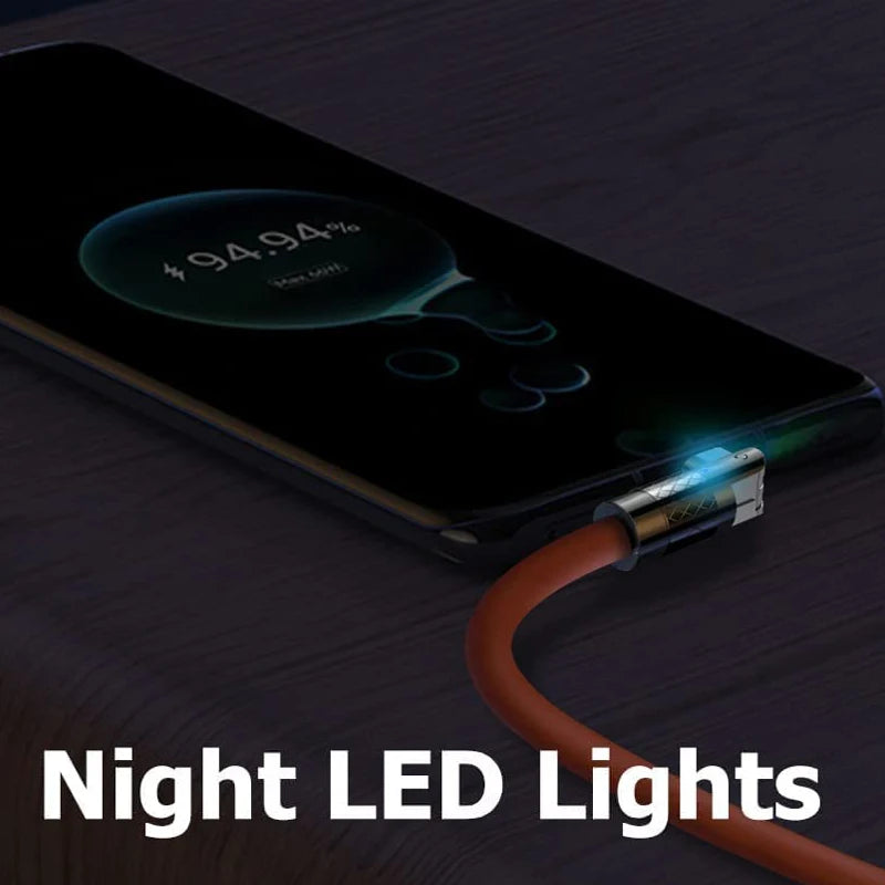 120W USB Type C Cable 180° Rotating 6A Cable Fast Charging Data Cable for Huawei Samsung Xiaomi Ipad Data Line PD USB to Type C