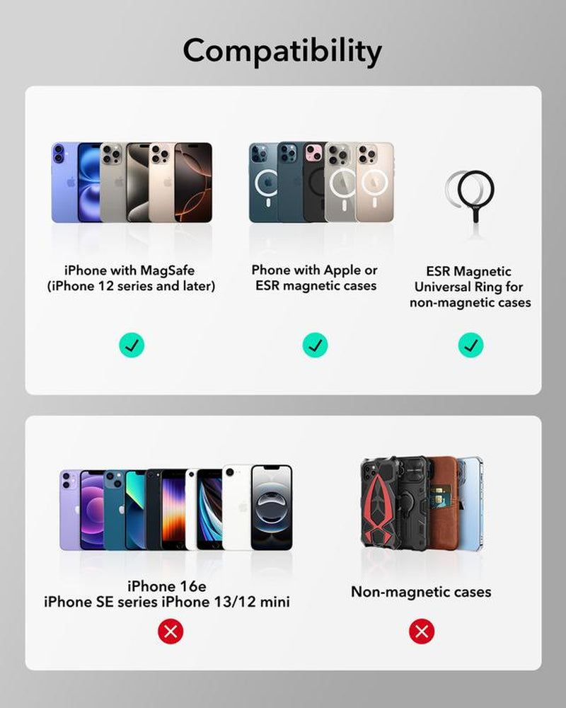 ESR Geo for Magsafe Wallet with Full Find My Functionality,3/5 Card-Holder, RFID Blocking, Magnetic Wallet for Iphone 17/16/15/14/13/12 Series,With Adjustable Stand