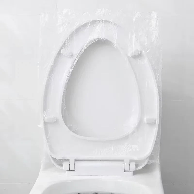 50Pcs Disposable Plastic Toilet Seat Cover Waterproof and Non Slip Individually Wrapped, for Travel, Toilet Seat Protectors.