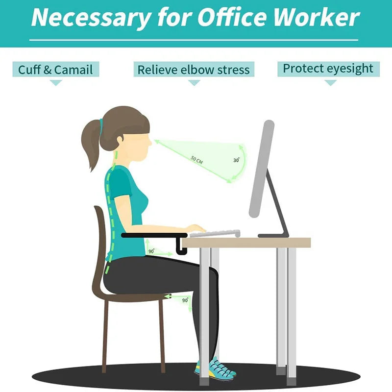 Computer Arm Rest for Desk Adjustable Ergonomic Wrist Rest Support for Keyboard Armrest Extender Rotating Mouse Pad Holder.