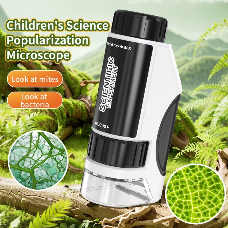 Portable Microscope Zoom 50X-300X,Handheld Mini Microscope Science Toys,Led Pocket Microscope,Little Scientist Microscope.