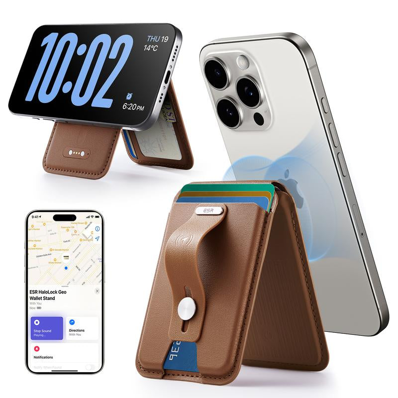 ESR Geo for Magsafe Wallet with Full Find My Functionality,3/5 Card-Holder, RFID Blocking, Magnetic Wallet for Iphone 17/16/15/14/13/12 Series,With Adjustable Stand
