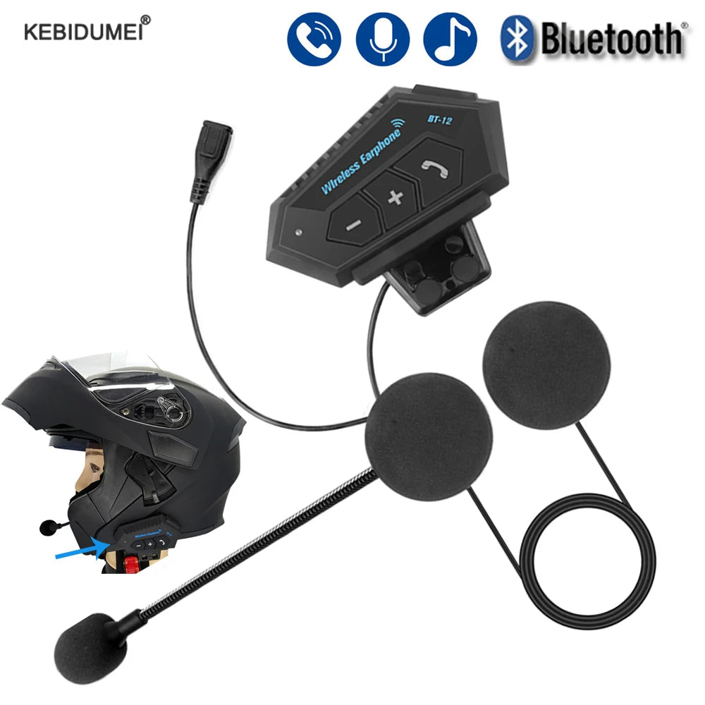 Motorcycle Earphones Helmet Headset Bluetooth 5.0 Headphones Wireless Motor Headset Bike Earphone Handsfree Stereo Earbud.