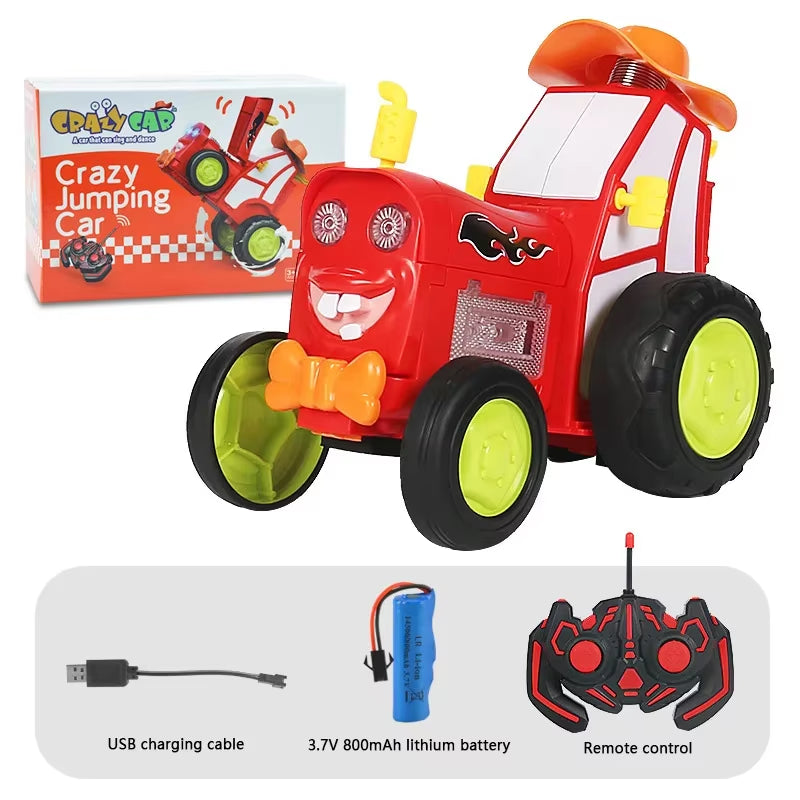 Crazy Jumping Stunt Car Wireless Infrared Remote Control Car Dance Lights Music Swing Fun New and Unique Children'S Toys.