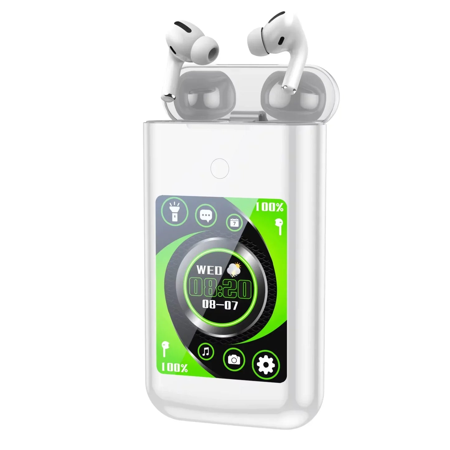 Multiple Function in Ear Bluetooth Wireless Earphone Charging Case with 2.8" Touch Screen Power Bank Headphone Music Game.