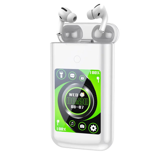 Multiple Function in Ear Bluetooth Wireless Earphone Charging Case with 2.8" Touch Screen Power Bank Headphone Music Game.