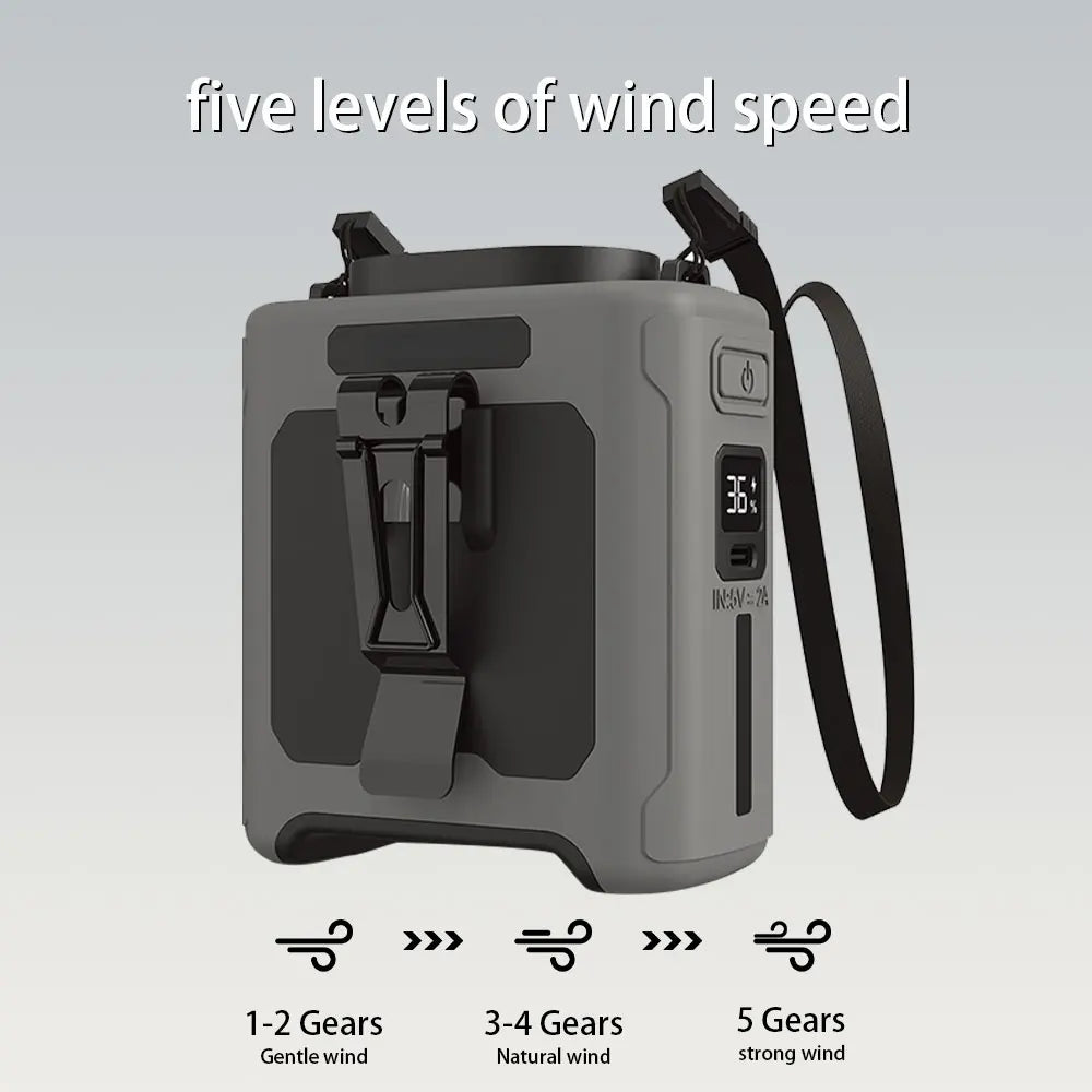 10000Mah Waist Fan with 5 Speeds & Light 40H Hands-Free Wearable Neck Fan for Outdoor Jobsite Travel Long Time for Camping